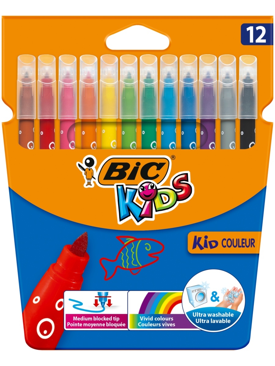 Фломастеры BIC Kid Couleur 12 цветов - фото 1