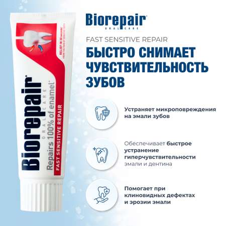 Зубная паста Biorepair Fast Sensitive Repair для чувствительных зубов 75 мл