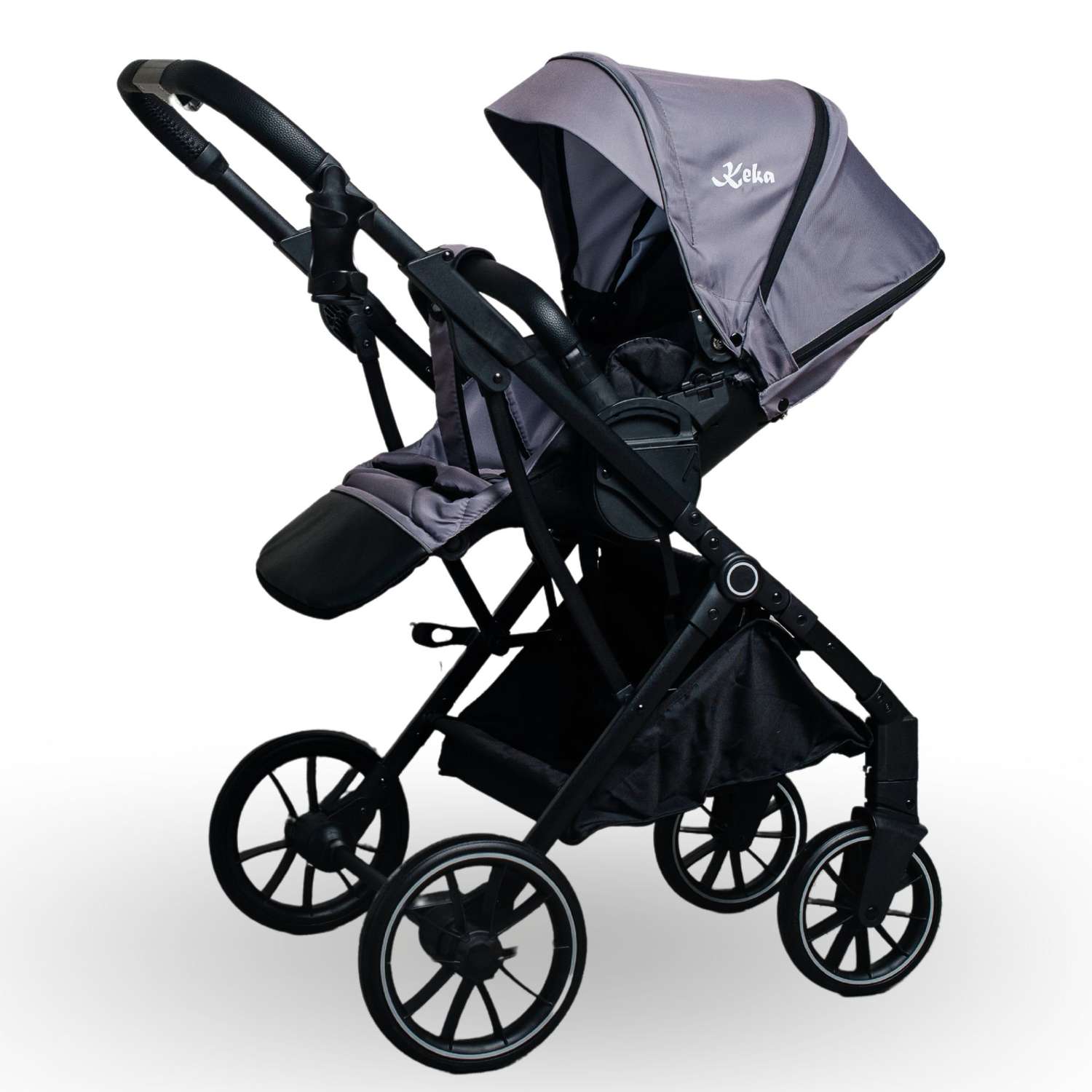 Прогулочная коляска Keka Lafesta с реверсивным блоком для новорожденных с сумкой цвет серый - фото 1