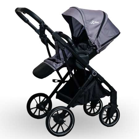 Прогулочная коляска Keka Lafesta с реверсивным блоком для новорожденных с сумкой цвет серый
