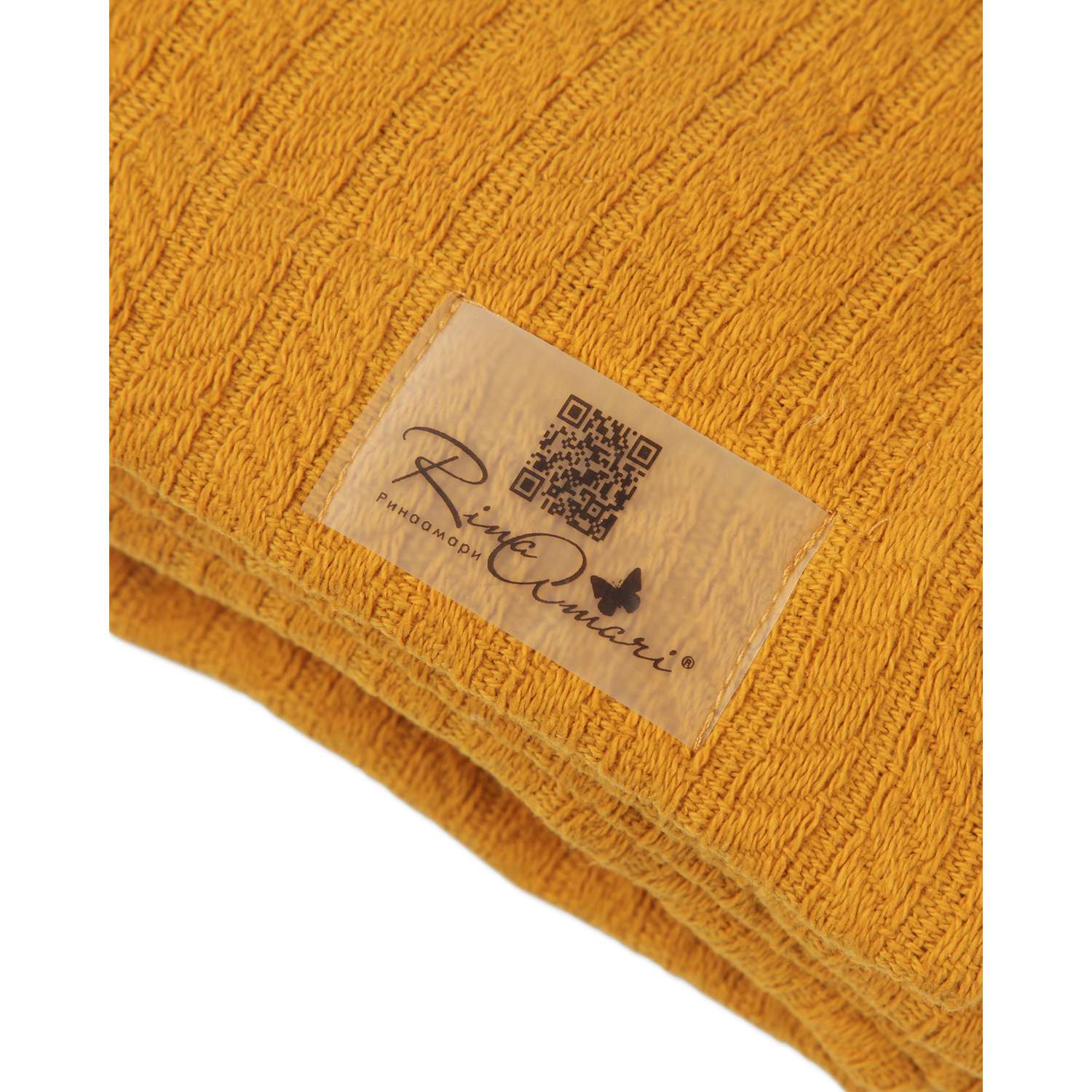 Плед-одеяло RinaAmari двусторонний Горчица вязка+муслин 105*120 - фото 3