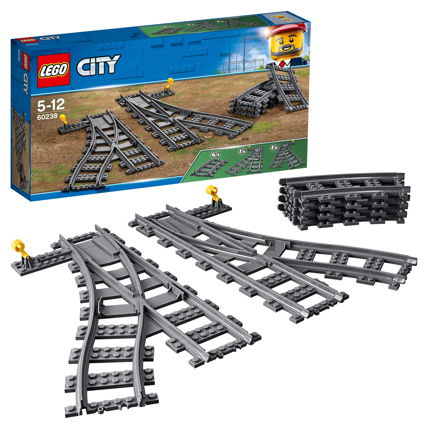 Конструктор LEGO City Trains Железнодорожные стрелки 60238 купить по цене  1499 ₽ в интернет-магазине Детский мир