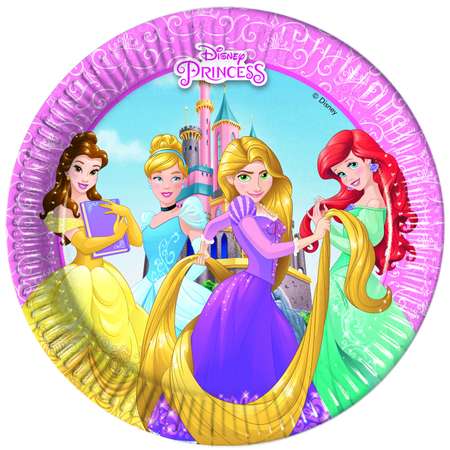 Бумажные тарелки Princess Heartstrong средние 20 см 8 шт.