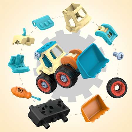 Детская игрушка конструктор SHARKTOYS скрутка набор строительной дорожной техники