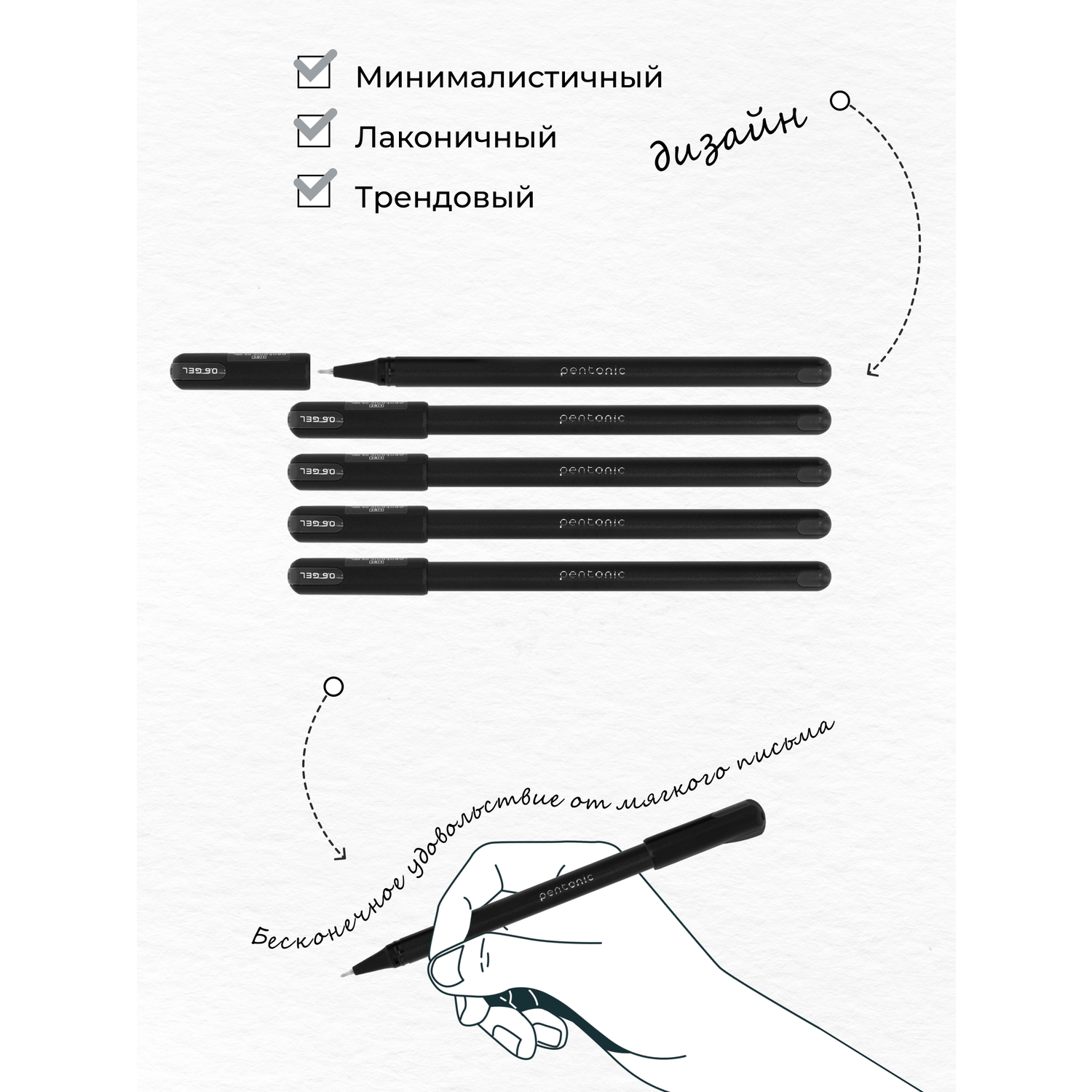 Ручки LINC гелевая черная набор 12 штук для экзаменов - фото 6