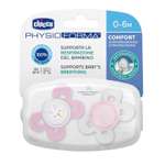 Пустышка CHICCO Physio Comfort 2шт 0-6мес силикон Pink рисунок белочка горошек