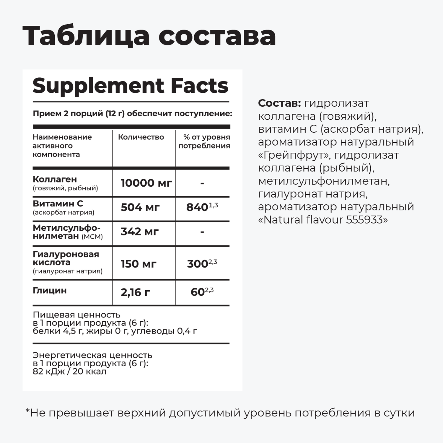 Коллаген Микс 10 000 мг Dietelle со вкусом Грейпфрут гиалуроновой кислотой и витамином С - фото 5