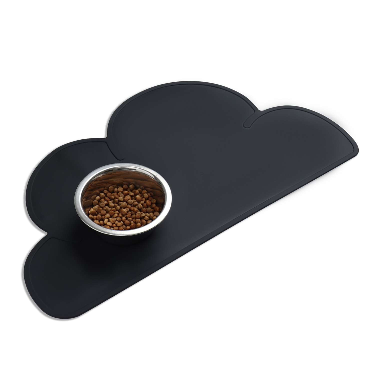 Коврик Пижон силиконовый под миску «Облако» 48х27 см чёрный - фото 3