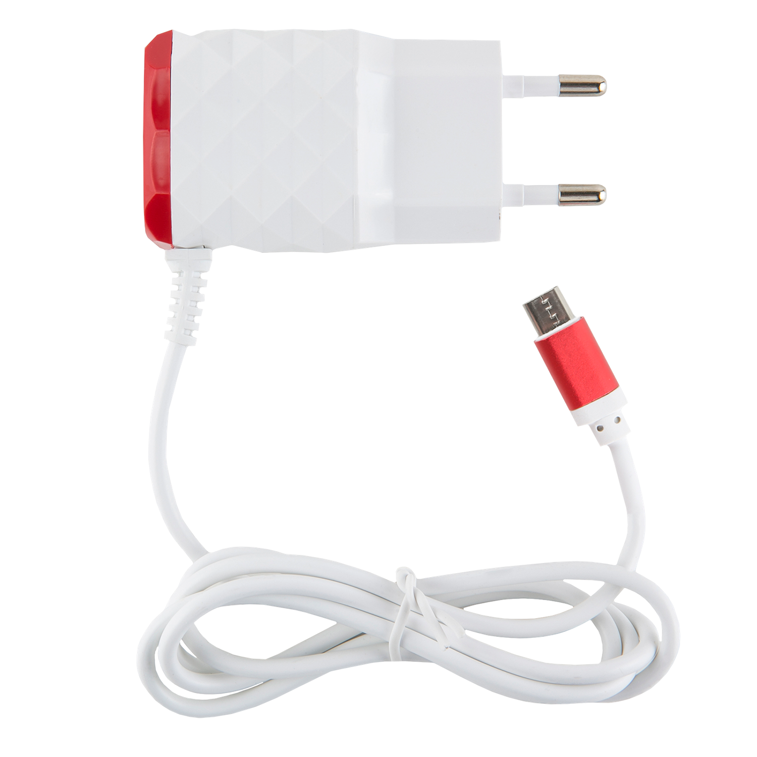 Зарядное устройство RedLine 2 USB+MicroUSB модель NC-2.1AC 2.1A красный - фото 1
