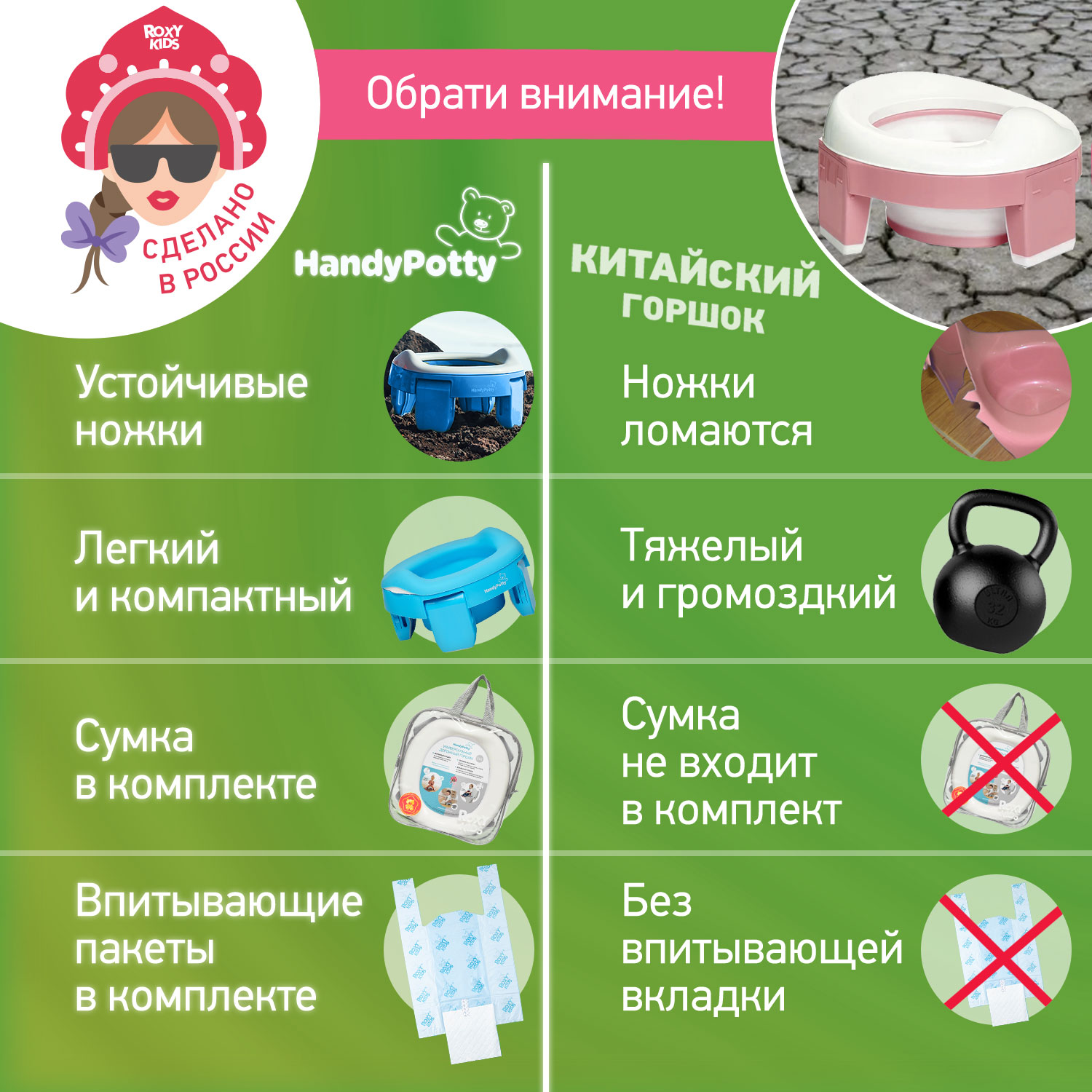 Горшок дорожный ROXY-KIDS складной с многоразовой вкладкой HandyPotty 3 в 1 цвет голубой - фото 12