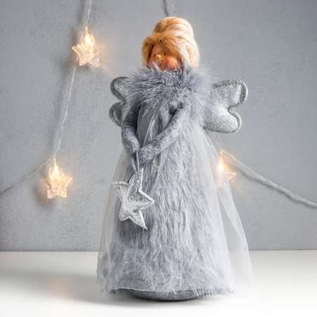 Кукла интерьерная Зимнее волшебство «Ангелочек в сером платье со звёздочкой» пух 37 5х11 5х18 см