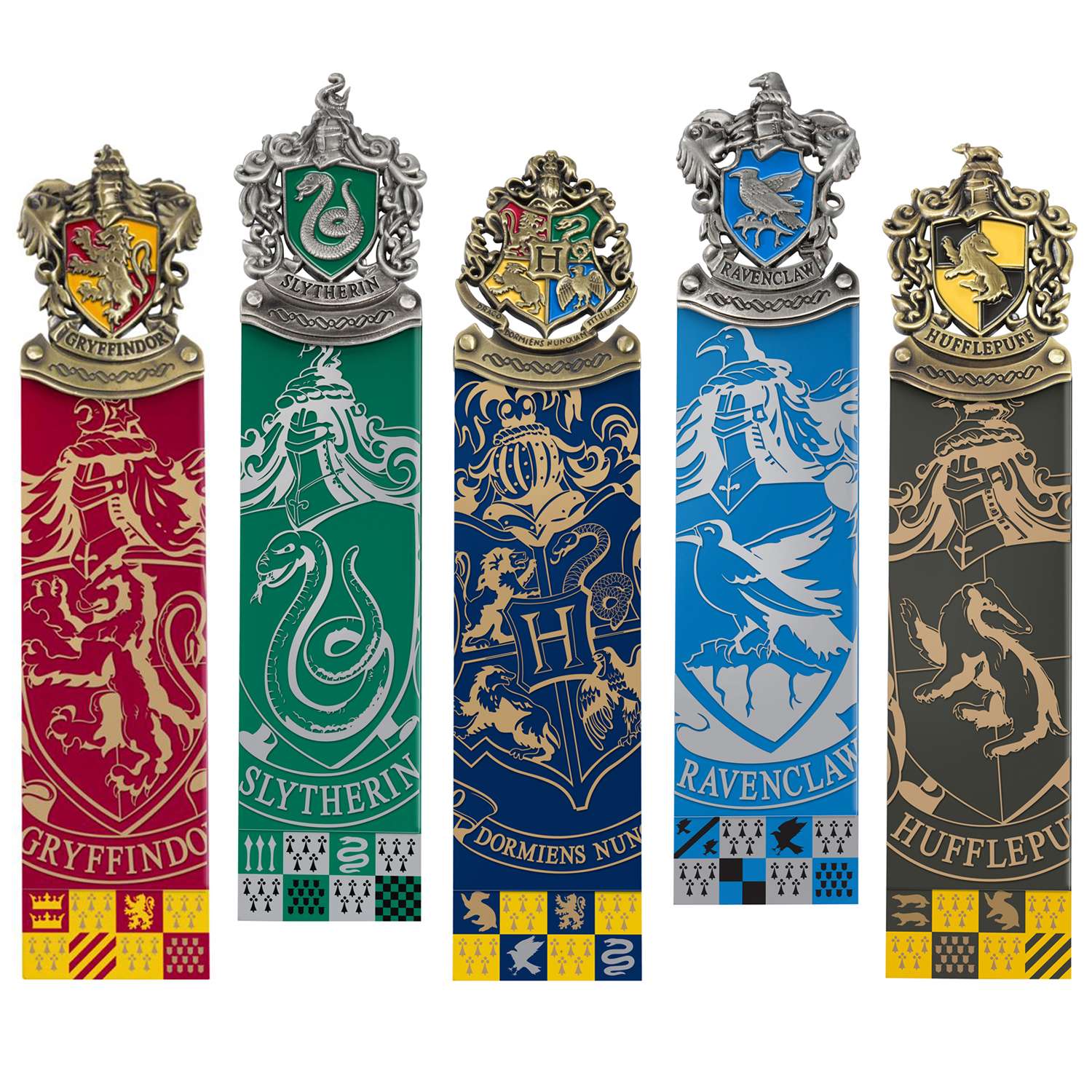 Набор закладок Harry Potter Гербы 5 шт - Эмблема школы и 4 факультетов Хогвартса - фото 1