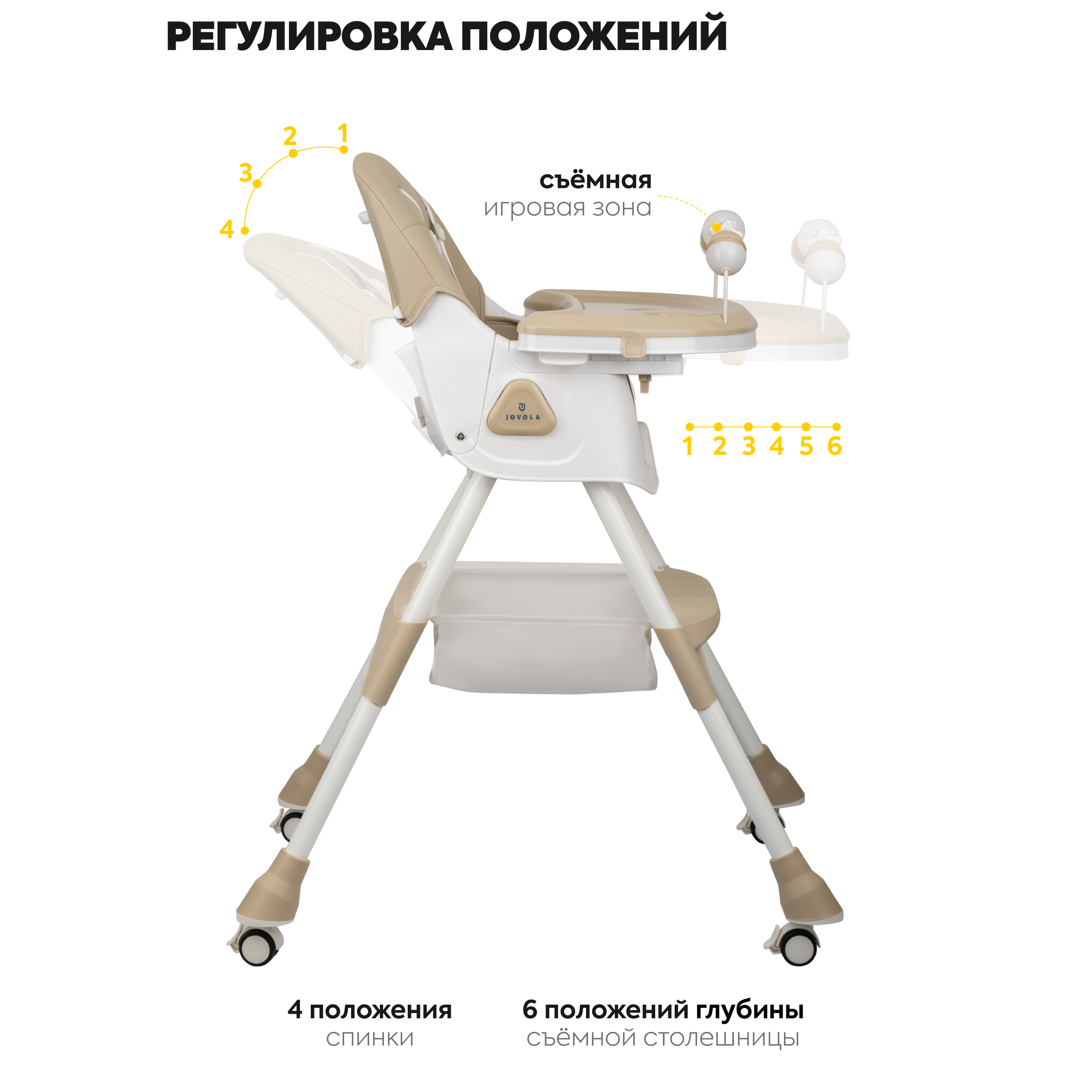 Стульчик JOVOLA для кормления ребенка Jelly Flex от 6 до 36 месяцев бежевый - фото 6