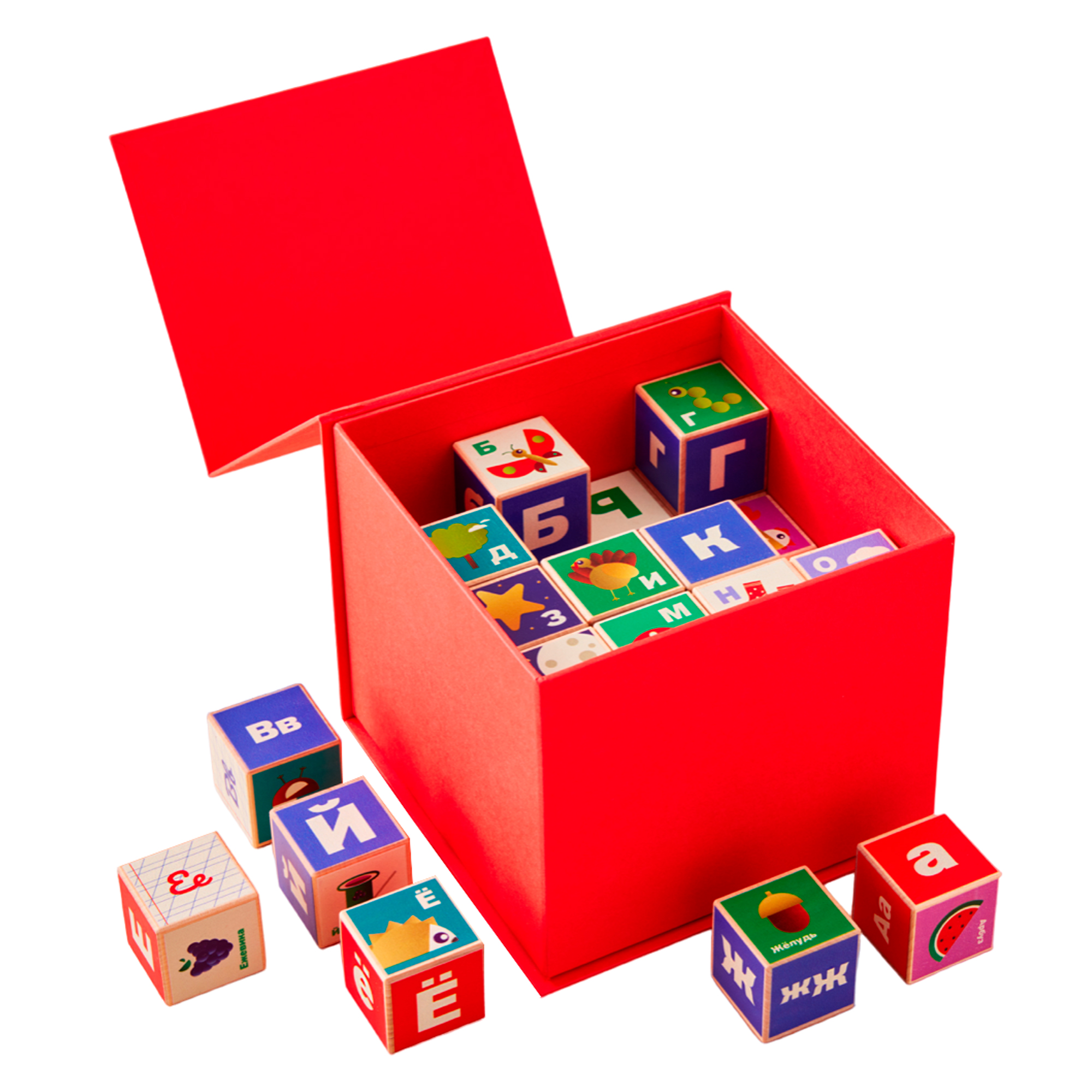Обучающие цветные кубики kibooq Лесная Азбука - фото 1