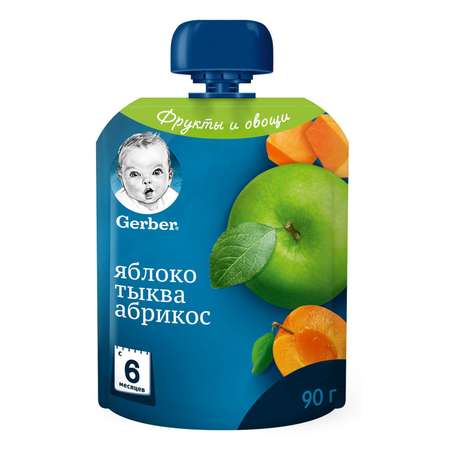 Пюре Gerber яблоко-тыква-абрикос с 6 месяцев