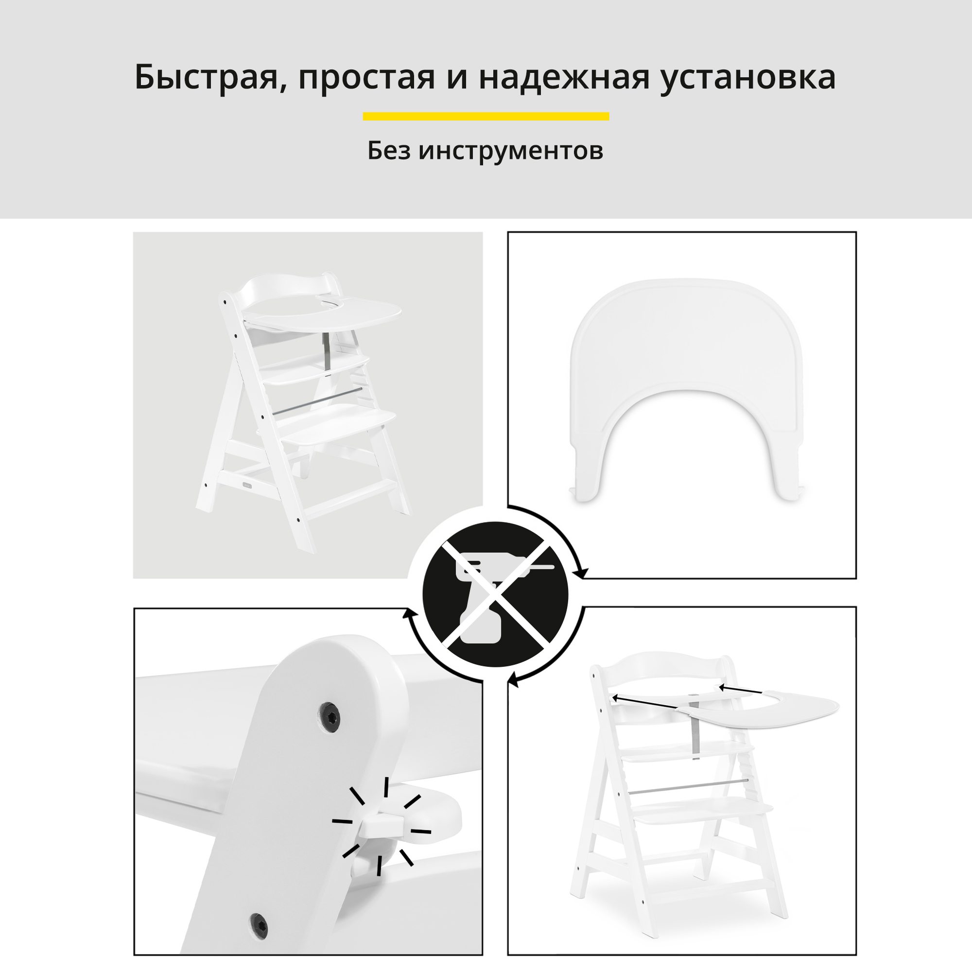 Столик для стульчика HAUCK Alpha click Tray white - фото 3