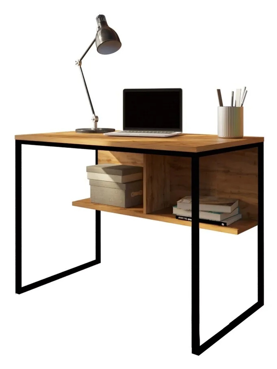 Стол компьютерный письменный WoodSteel в стиле лофт Chicago 100x58х76 см чёрный - фото 2