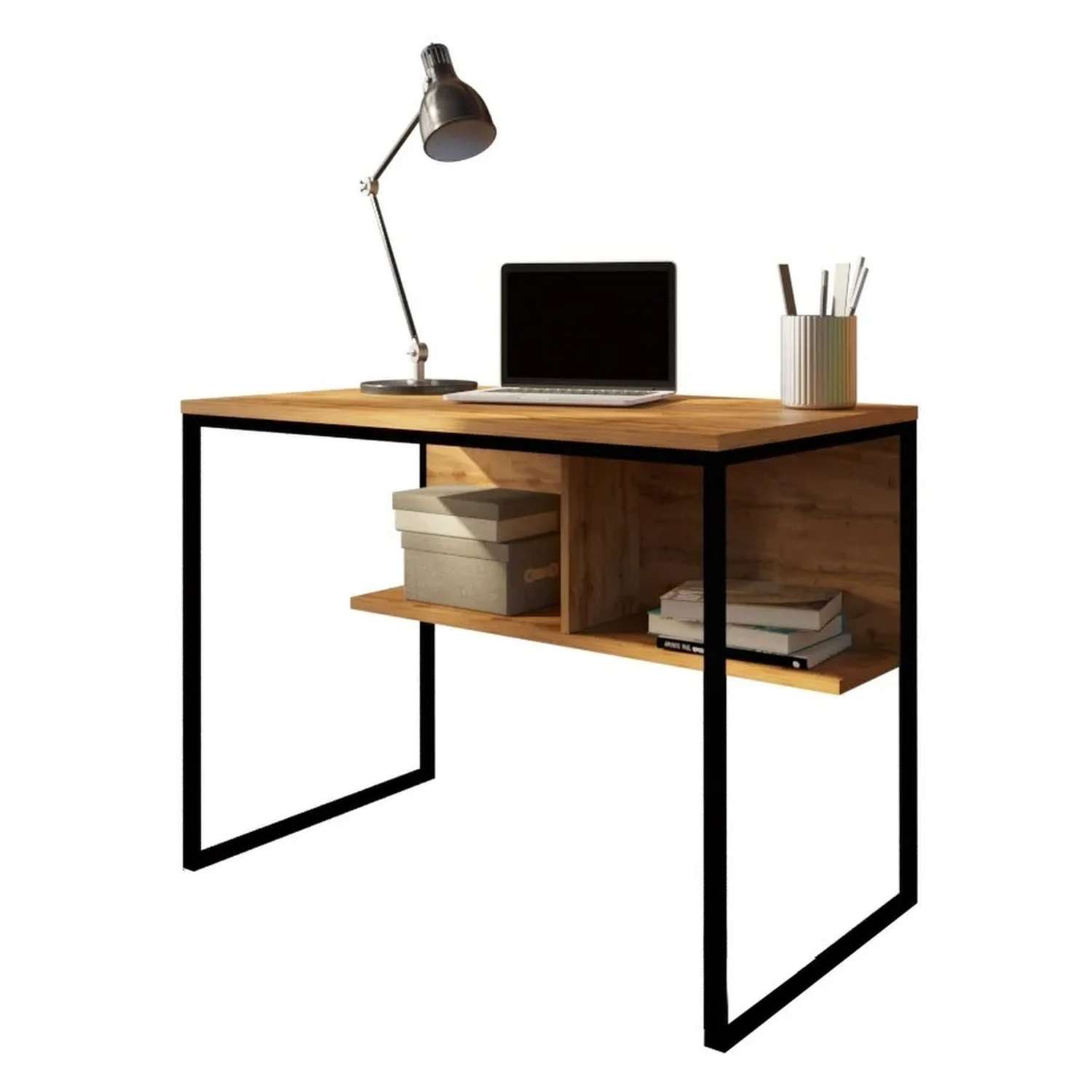 Стол компьютерный письменный WoodSteel в стиле лофт Chicago 100x58х76 см чёрный - фото 2
