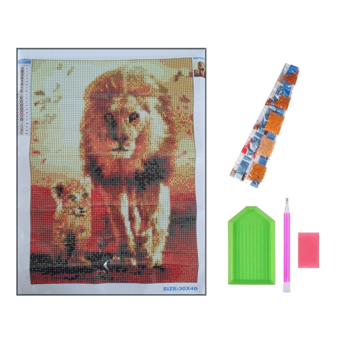 Алмазная мозаика Seichi Лев и львёнок 30х40 см - фото 4