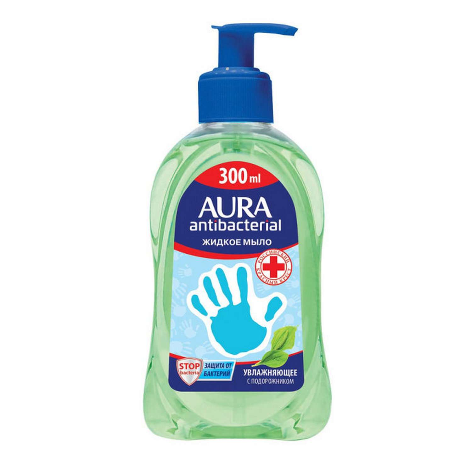 Жидкое мыло AURA Antibacterial Для всей семьи с подорожником 300 мл - фото 1