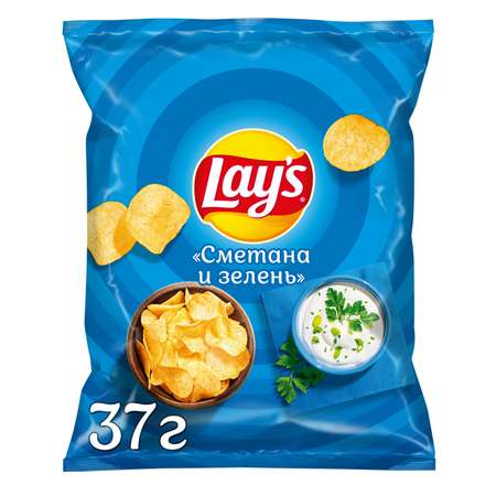 Чипсы из натурального картофеля Lays со вкусом сметаны и зелени 37г