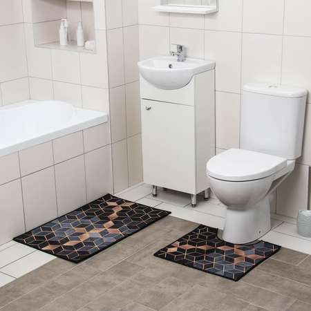 Набор ковриков Доляна для ванной и туалета «Бурлеск» 2 шт: 50×80 40×50 см