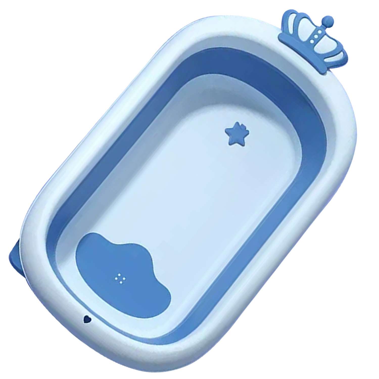 Ванночка детская RIKI TIKI Little Prince голубая складная с термочувствительной пробкой - фото 1