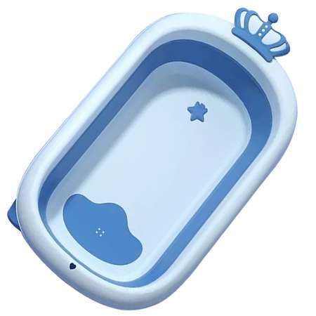 Ванночка детская RIKI TIKI Little Prince голубая складная с термочувствительной пробкой