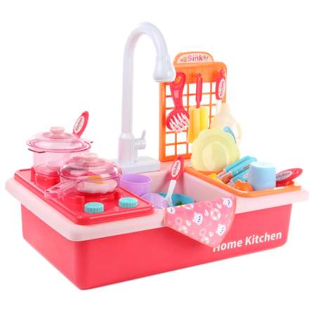 Детская кухня Veld Co плита + раковина + посуда детская игрушечная 28 предметов