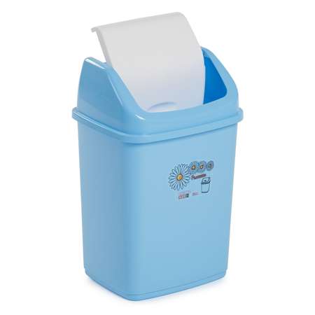Контейнер elfplast для мусора Ромашка с перекидным верхом голубой серый 10 л