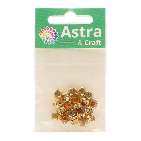 Хрустальные стразы Astra Craft в цапах круглые для творчества и рукоделия 6 мм 6 мм 20 шт золото медовый