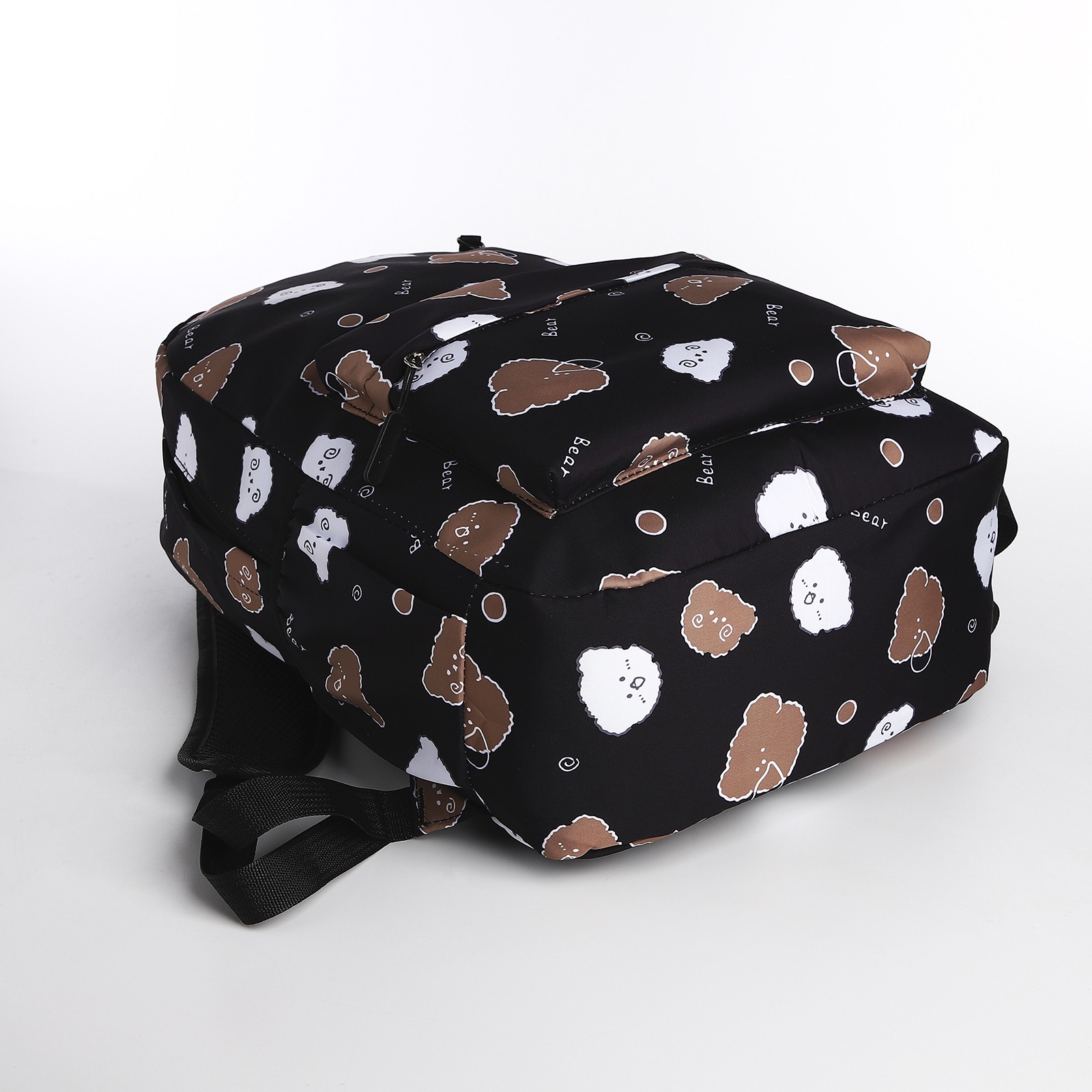 Рюкзак школьный NAZAMOK из текстиля на молнии 3 кармана пенал цвет чёрный - фото 4