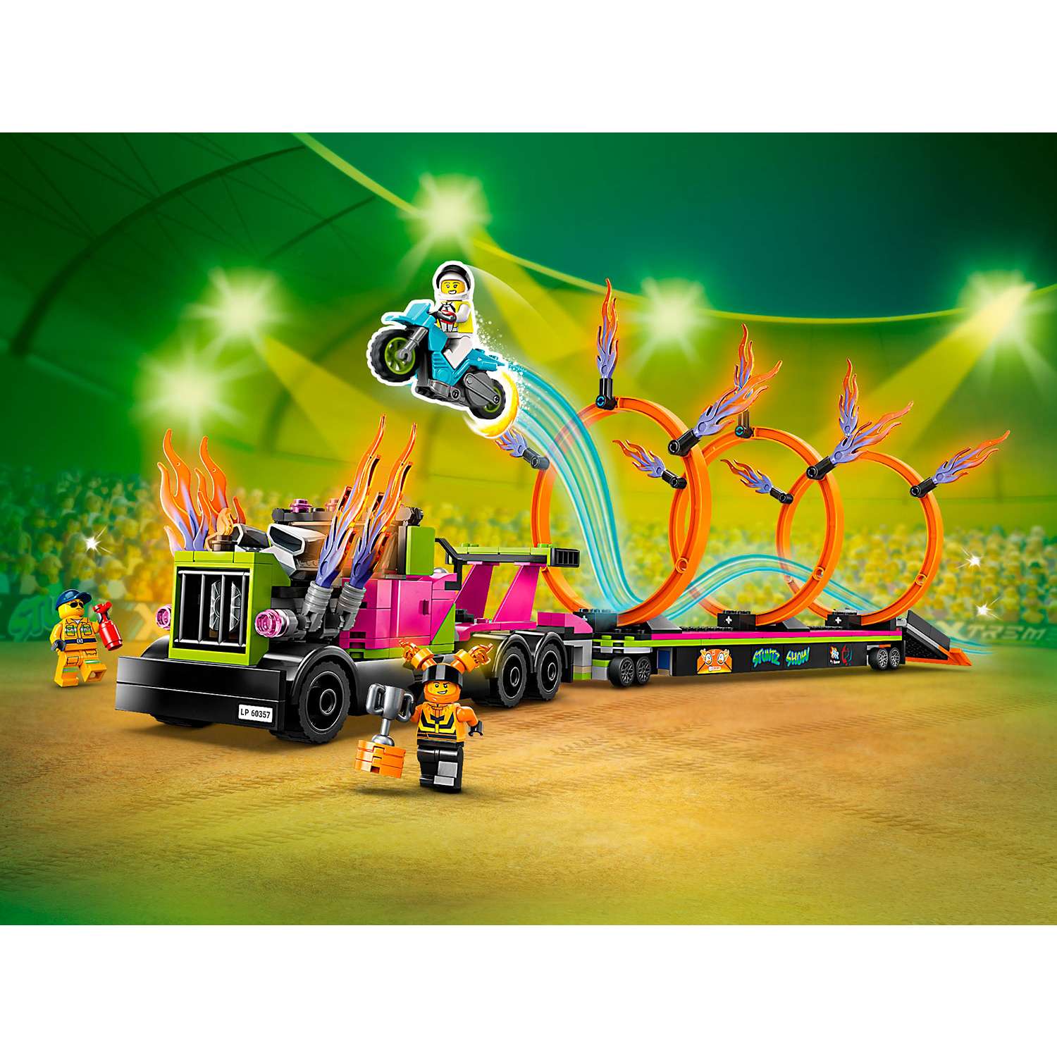 Конструктор детский LEGO City Stuntz Трюковый грузовик и огненное кольцо 60357 - фото 10