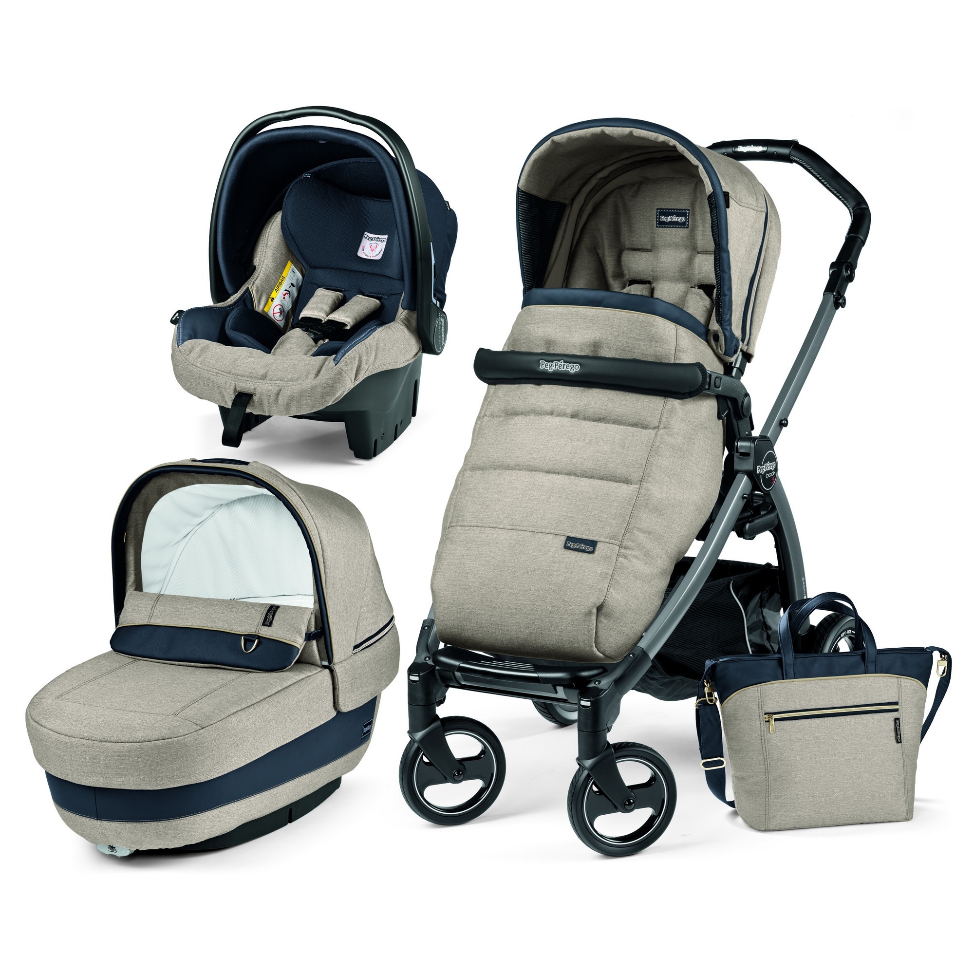 Коляска 3в1 Peg-Perego Book S Elite Modular Luxe Beige - фото 1