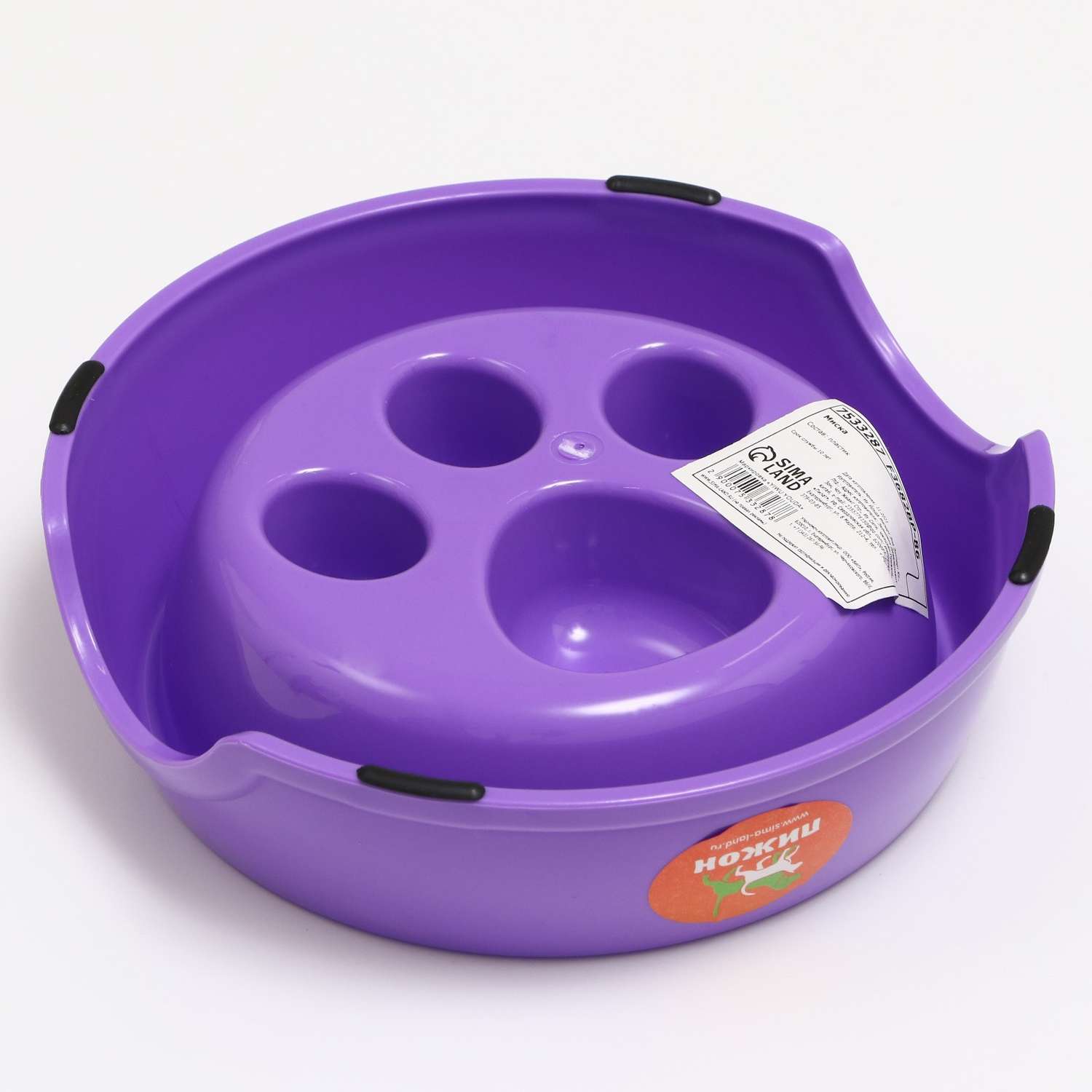 Миска Пижон для медленного кормления «Лапа» 18.5х17.5х5 см фиолетовая - фото 3