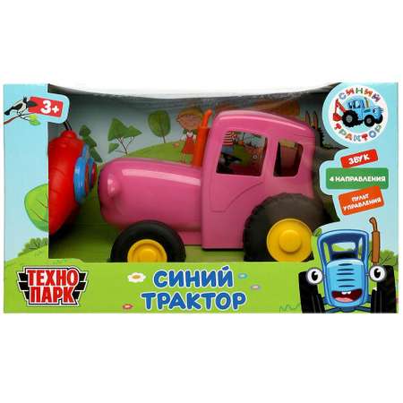 Машина на радиоуправлении ТЕХНОПАРК Синий трактор 20 см со звуком розовый