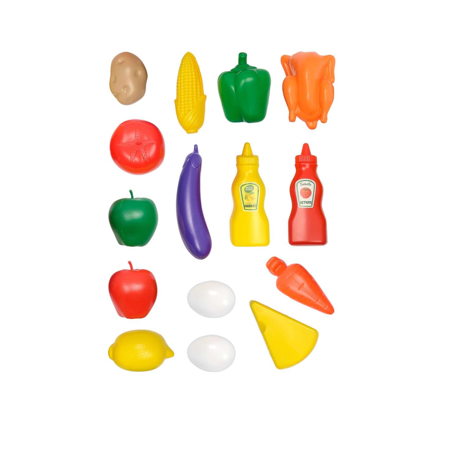 Набор игрушечных продуктов Green Plast овощи фрукты для детской игровой кухни - фото 1