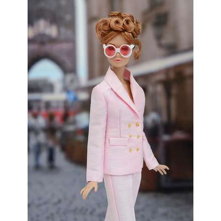 Шелковый брючный костюм Эленприв Светло-розовый для куклы 29 см типа Барби