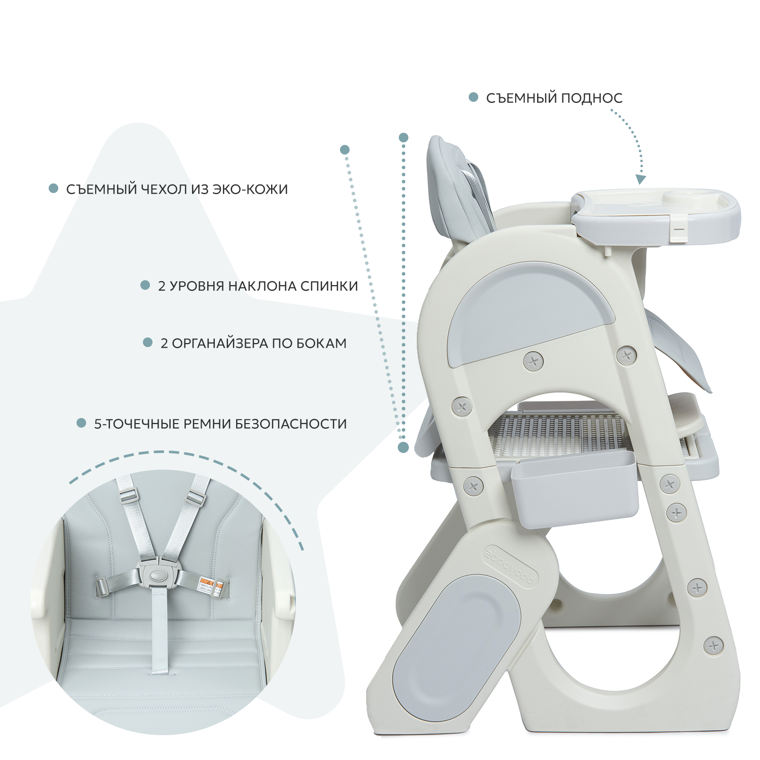 Стульчик для кормления Babyton Grow n Play LZ-DC001 - фото 2