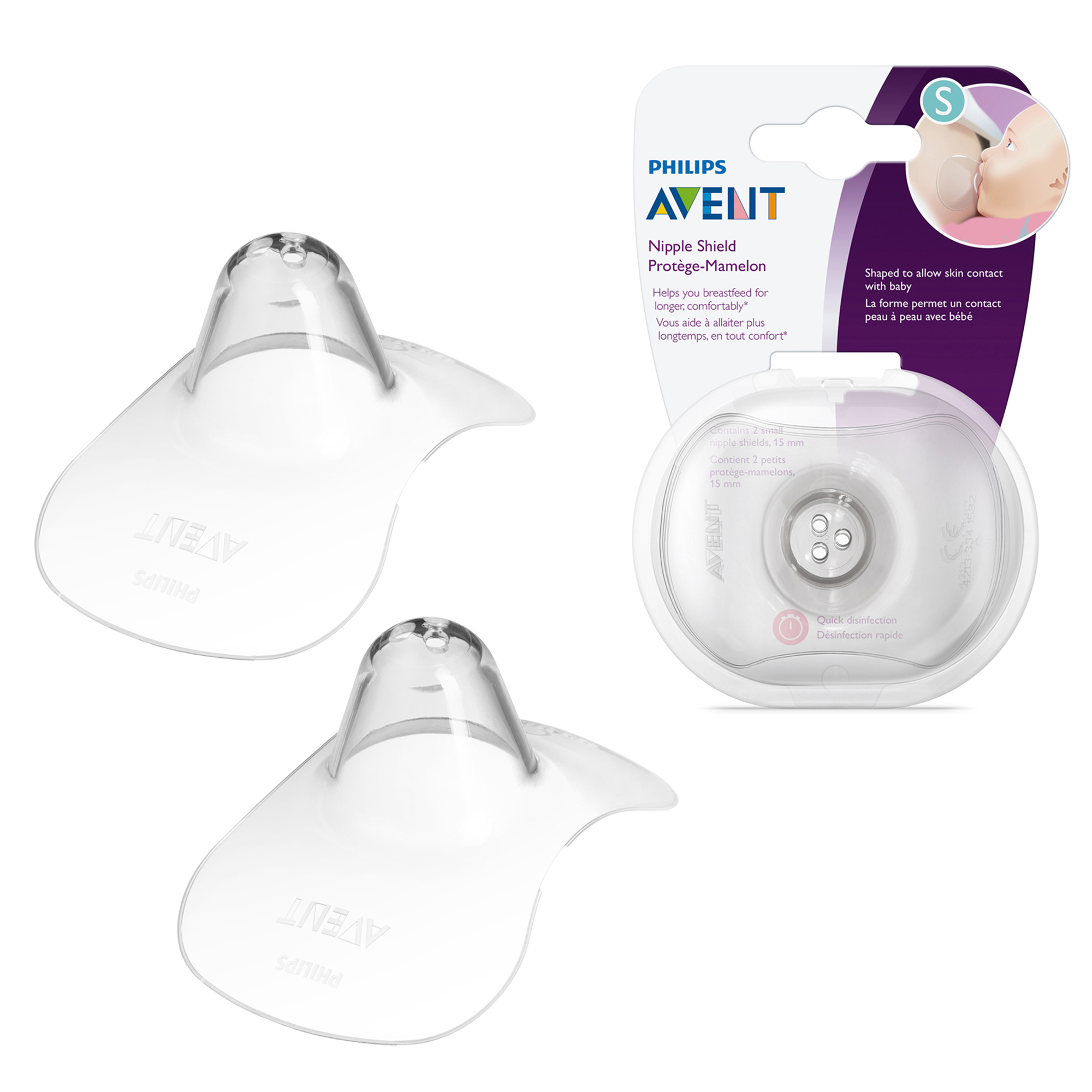 Накладки на соски Philips Avent защитные с футляром S 2шт с SSCF153/01  купить по цене 989 ₽ в интернет-магазине Детский мир