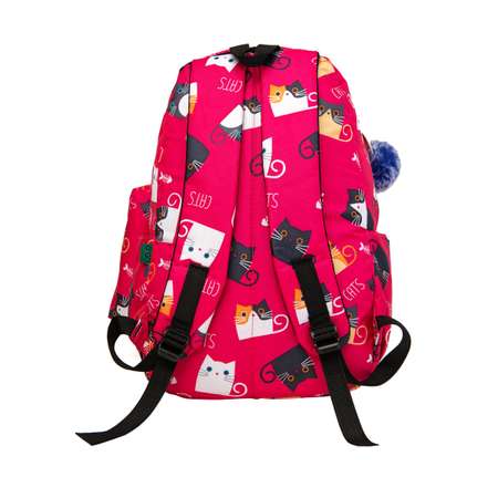 Рюкзак с брелоком киска O GO для девочки с кошкой и пеналом