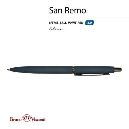 Ручка шариковая Bruno Visconti Автоматическая SAN REMO цвет корпуса темно-синий 1 мм синий в металическом черном футляре