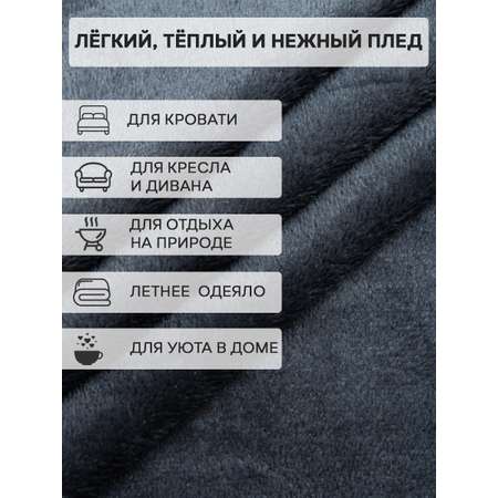 Плед TexRepublic фланель однотонный скрутка 150*200 см Тёмно-серый