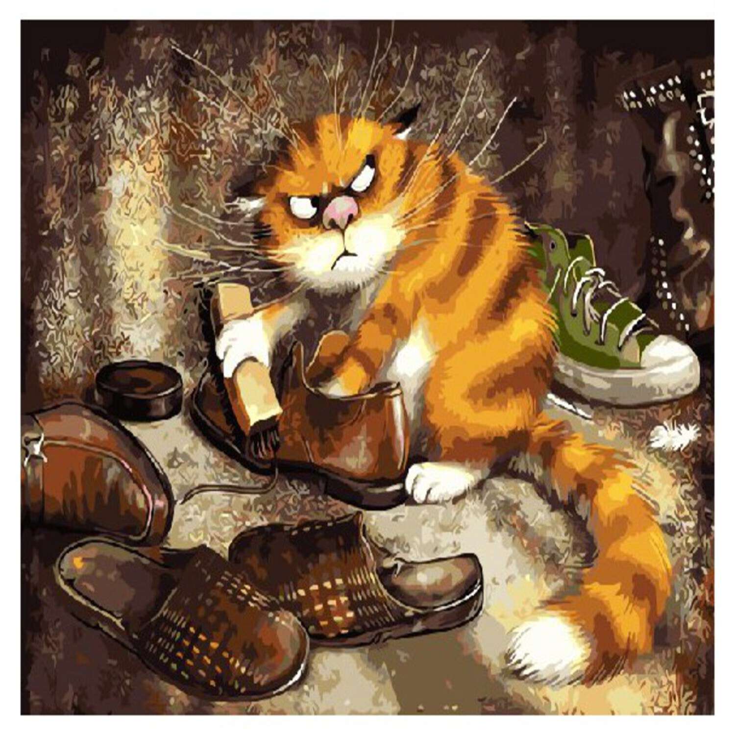 Картина по номерам Paintboy original 40х50см Кот чистит ботинки GX3221 - фото 1