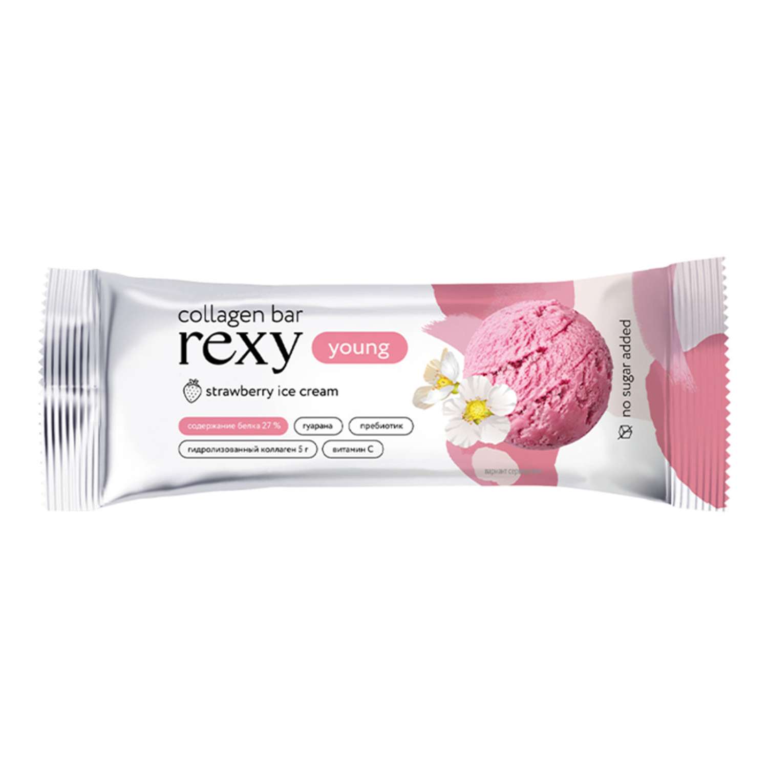 Протеиновые батончики ProteinRex rexy YOUNG с коллагеном клубничное мороженое 18шт - фото 2
