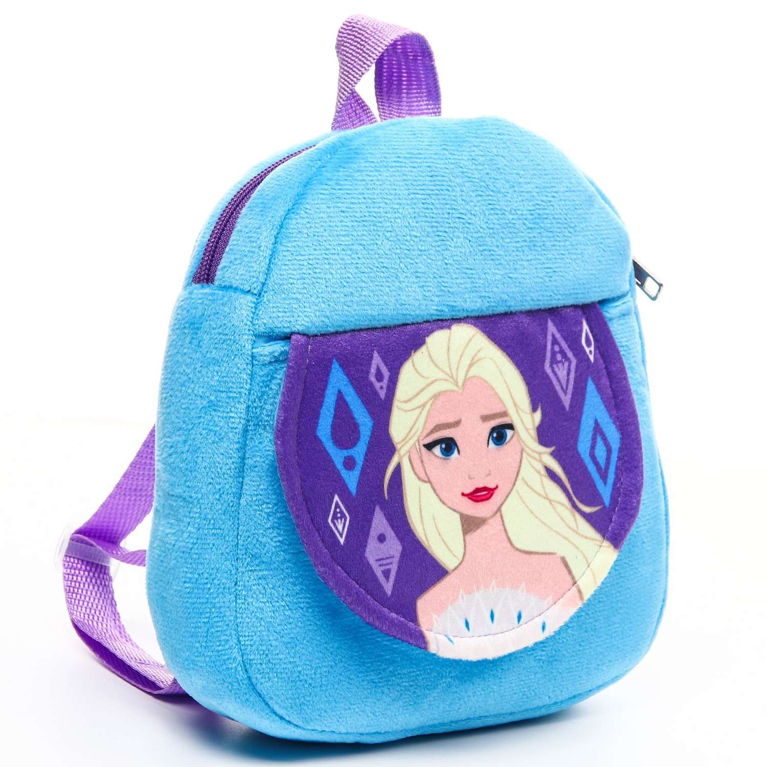 Рюкзак Disney плюшевый «Эльза» на молнии с карманом 19х22 см Холодное сердце - фото 1