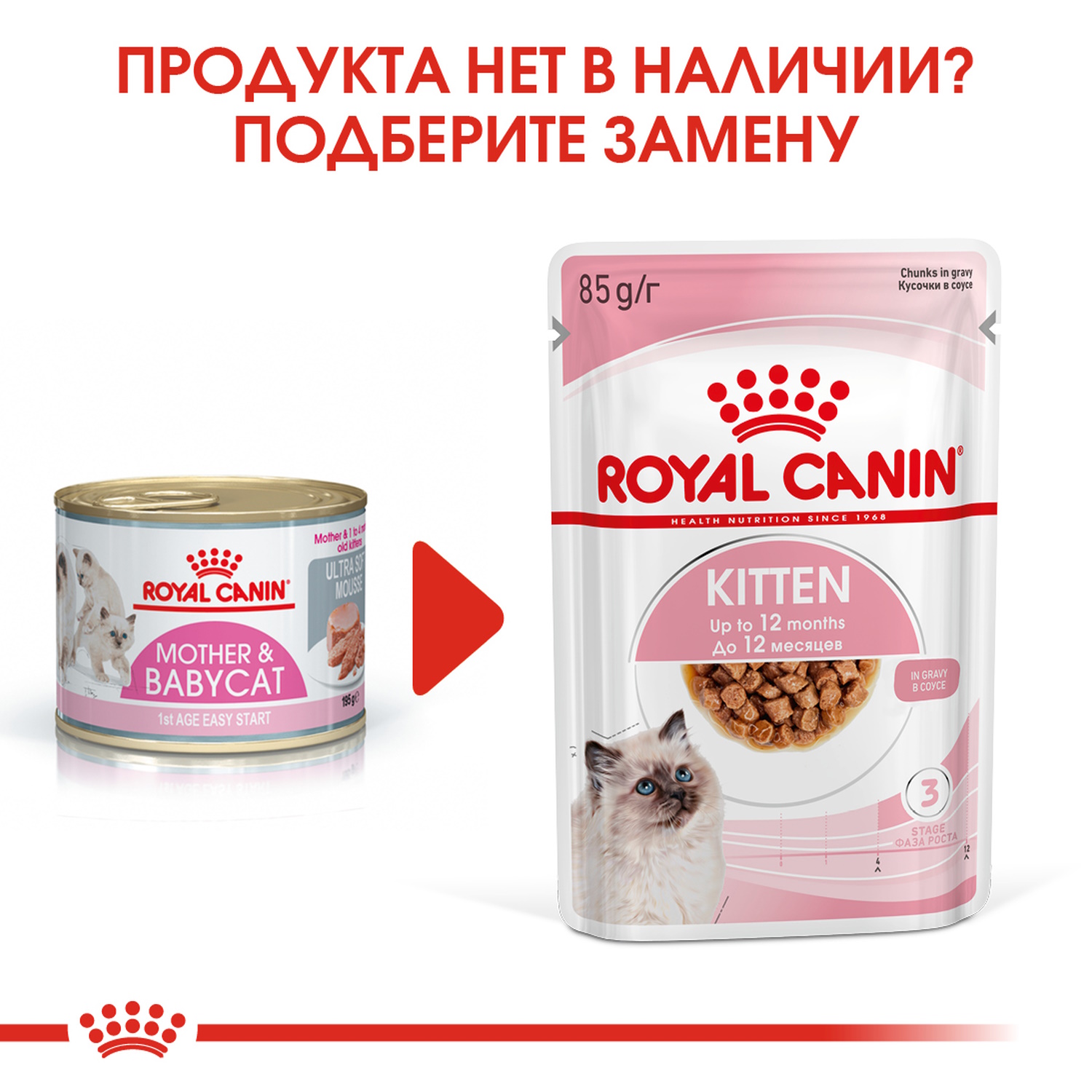 Влажный корм для кошек ROYAL CANIN Mother & Babycat 0.195 кг (полнорационный) - фото 4