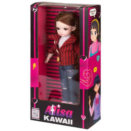 Кукла шарнирная 30 см 1TOY Alisa Kawaii с длинными волосами брюнетка БЖД bjd аниме экшн фигурка игрушки для девочек