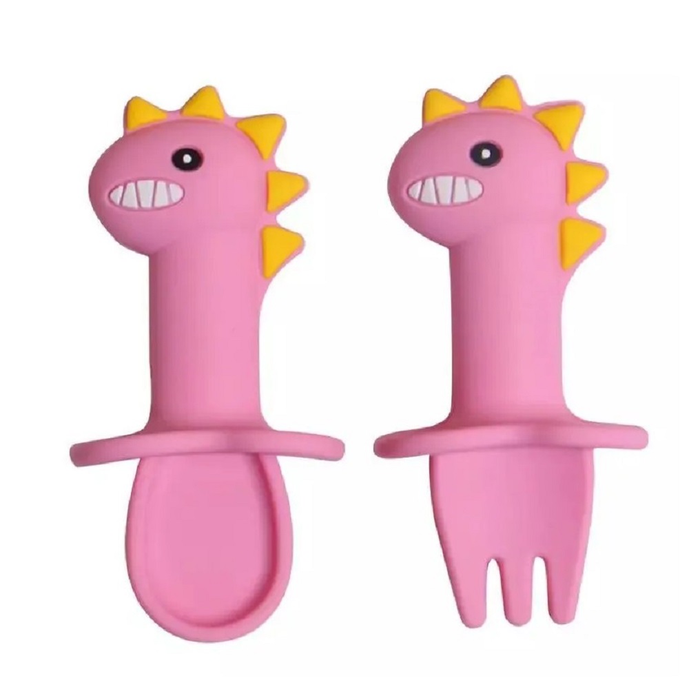 Тарелка силиконовая детская ZDK Homium Animals секционная Динозаврик розовый - фото 7