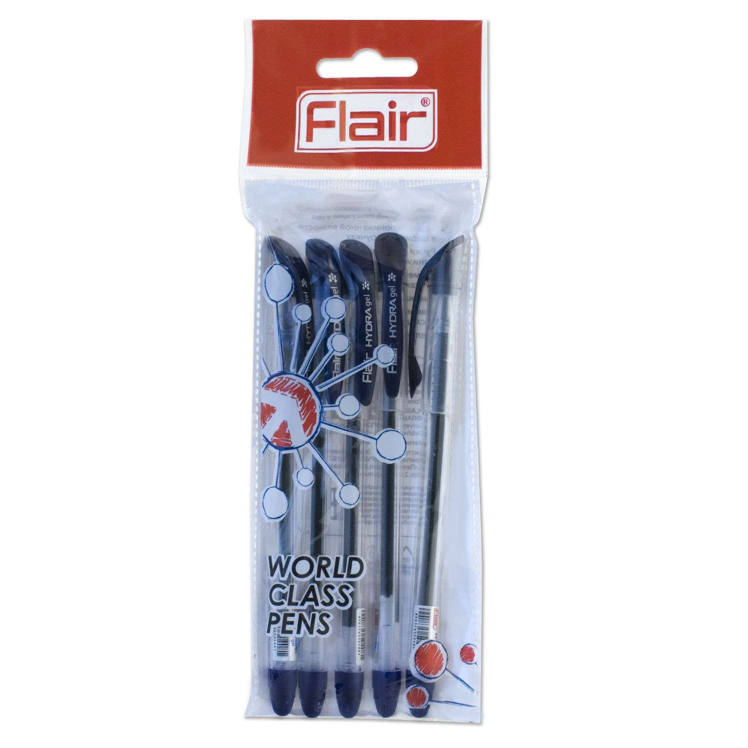 Гелевые ручки FLAIR 5шт синие - фото 1